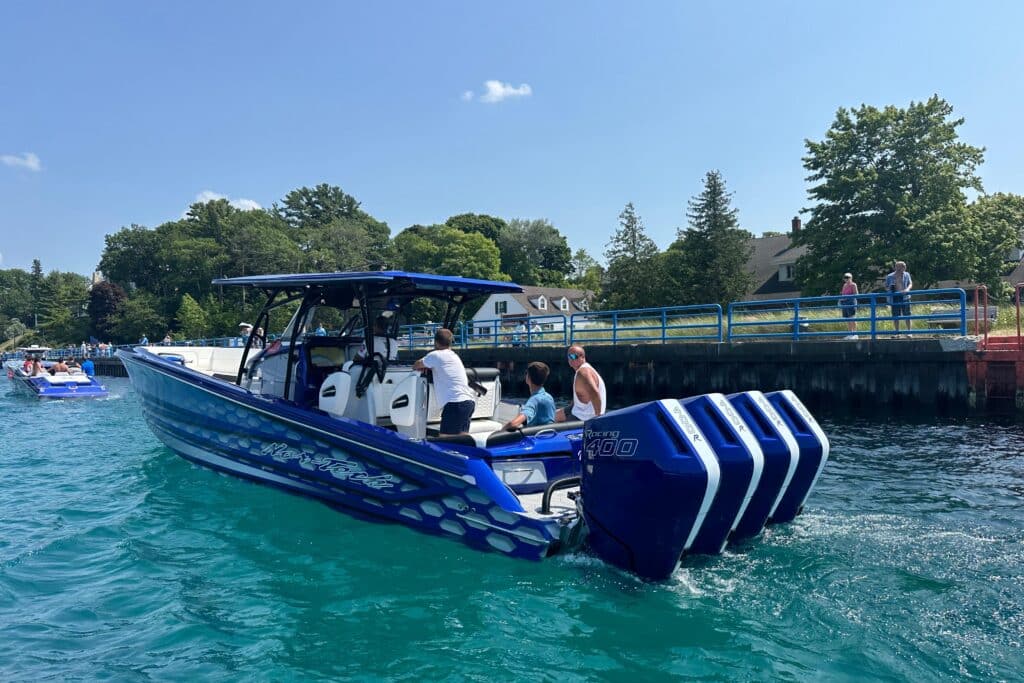 Family Taking a Ride on a 2025 Nor-Tech 390 Sport