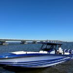 High-Performance Offshore Center Console Boat on Open Water