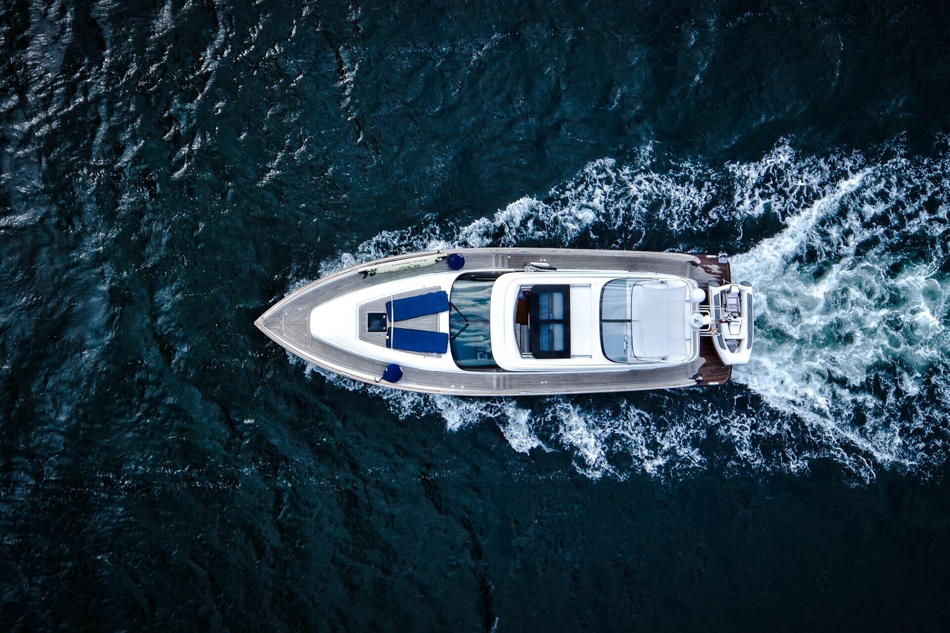 Aerial View of Luxury Sport Boat in the Ocean