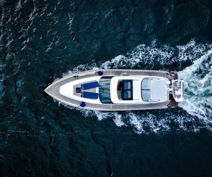 Aerial View of Luxury Sport Boat in the Ocean